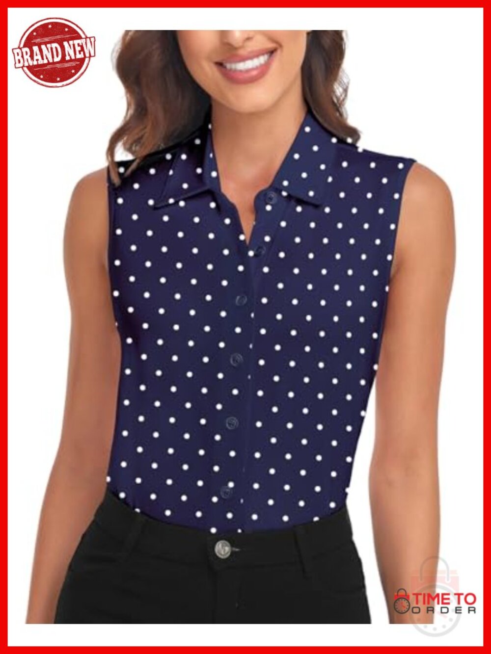 Womens Sleeveless Golf Shirt Collared Button Down Quick Dry Tank Top UPF50+